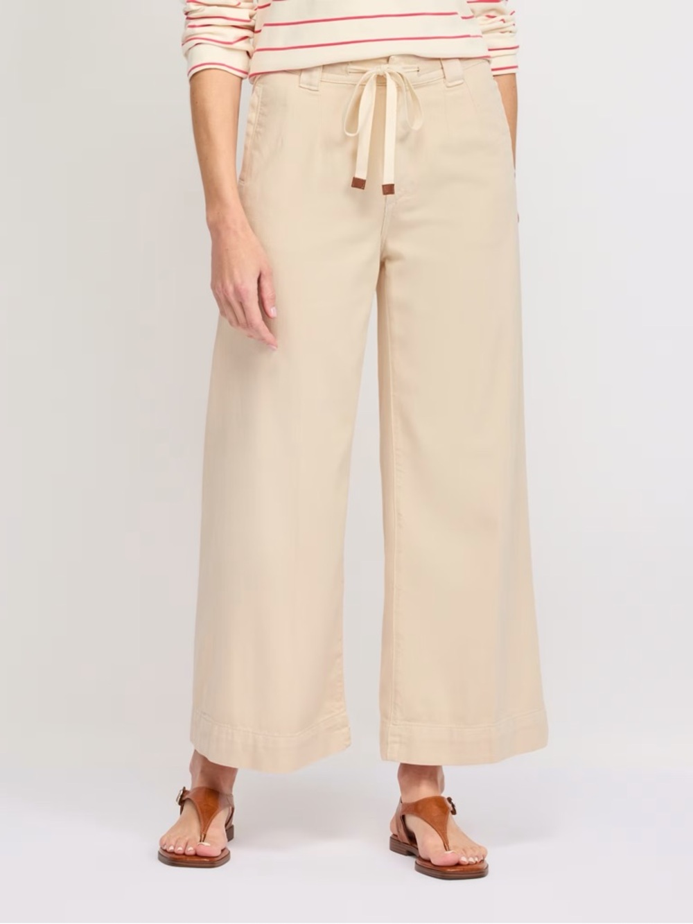 Joe's Jeans Beige Wide-Leg Drawstring Pants